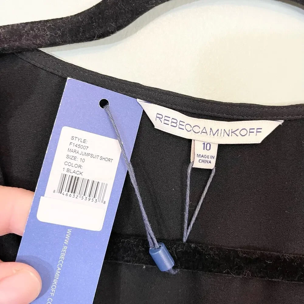 Rebecca Minkoff Romper 10 Black Mara Jumpsuit Short Silk Sleeveless V-Neck NWT - Picture 6 of 11